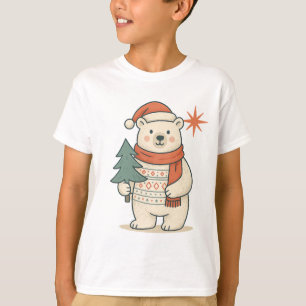 Camiseta Urso Polar de Natal Fofo   Inverno Escandinavo 
