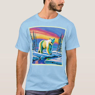 Camiseta Urso Polar de Neve Selvagem do Ártico