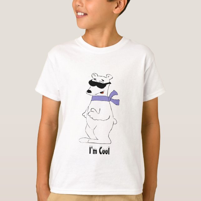 Camiseta Urso polar dos desenhos animados no lenço e nas má (Frente)