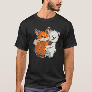Camiseta Urso Polar E Animais Cubados De Raposa Para Mulher