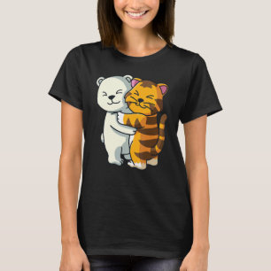 Camiseta Urso Polar E Animais De Cuta Tigre Abraçando Mulhe