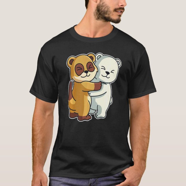 Camiseta Urso Polar E Animais De Meerkat Cute Para Mulheres (Frente)