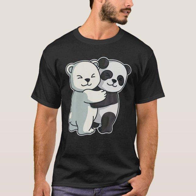 Camiseta Urso Polar E Animais De Panda Cuecas Para Mulheres (Frente)