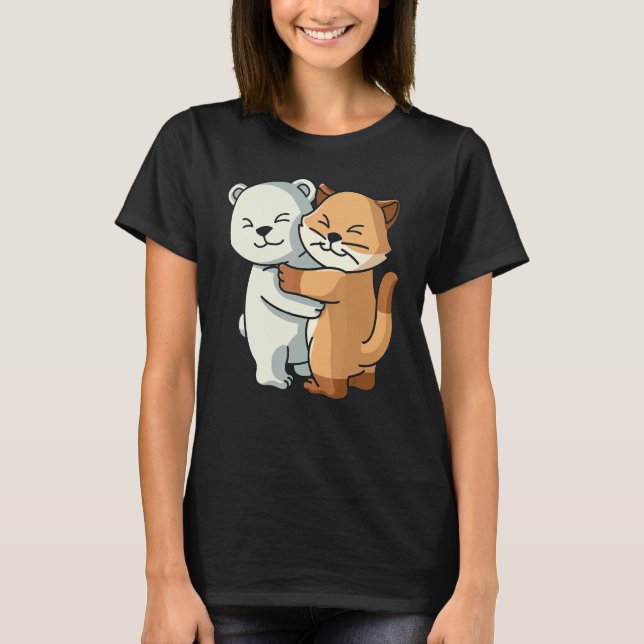 Camiseta Urso Polar E Gatinho-Gato-Gato-Gato-Gato-Bolo-Bolo (Frente)