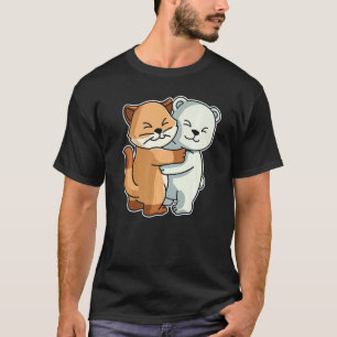 Camiseta Urso Polar E Gato Animais Fofos Para Mulheres Anim
