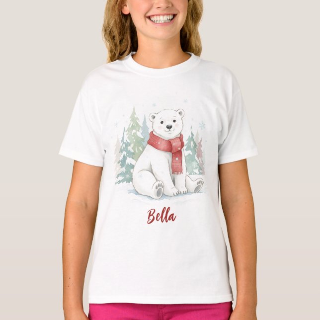 Camiseta Urso Polar em Aquarela Fofa (Frente)