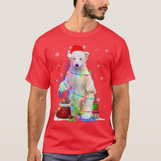 Camiseta Urso polar engraçado Árvore Luzes de Natal Pijama 