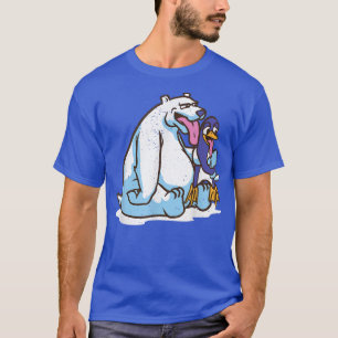 Camiseta Urso Polar Engraçado Licita Urso Polar Sorvete Pin