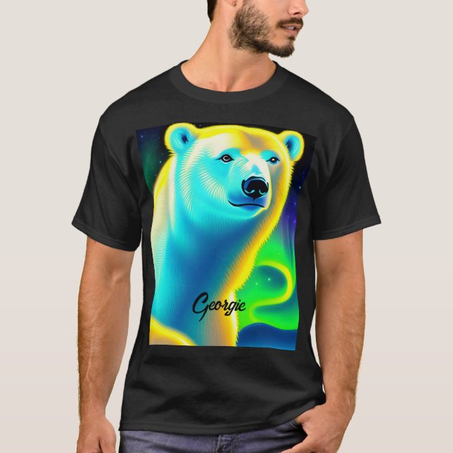 Camiseta Urso polar espantoso. Texto editável. (Frente)