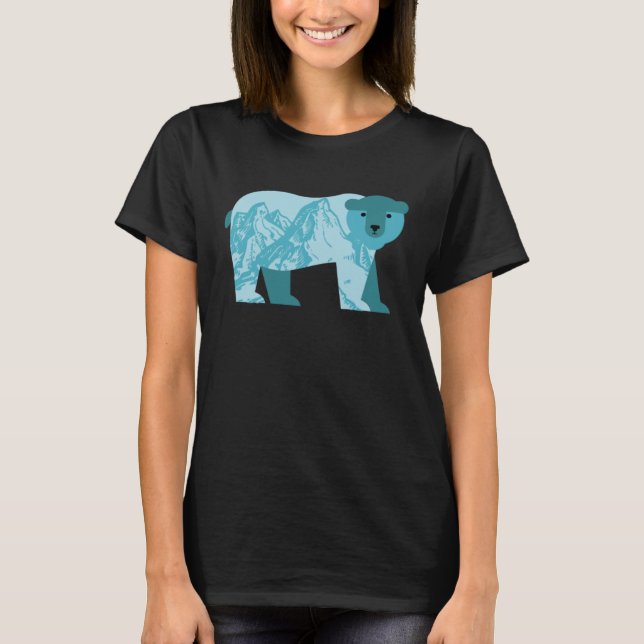 Camiseta Urso Polar Feito A Partir De Montanhas De Boné De  (Frente)