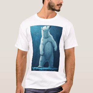 Camiseta Urso Polar Feito De Fragmentos De Gelo De Pé no Ár