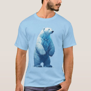 Camiseta Urso Polar Feito De Fragmentos De Gelo Em Pé no Ár