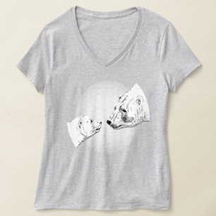 Camiseta Urso Polar Feminina Camisa Arte Beijo do 
