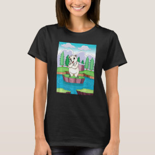 Camiseta Urso Polar fofinho Numa Pequena Ilha Num Lago
