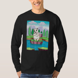 Camiseta Urso Polar fofinho Numa Pequena Ilha Num Lago