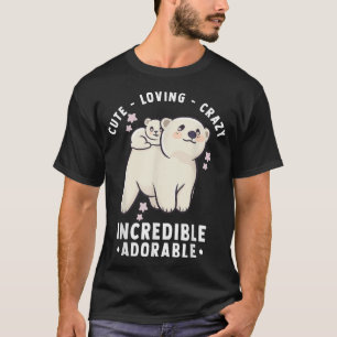 Camiseta Urso Polar Kawaii - Bonito, Amante, Louco, Incríve