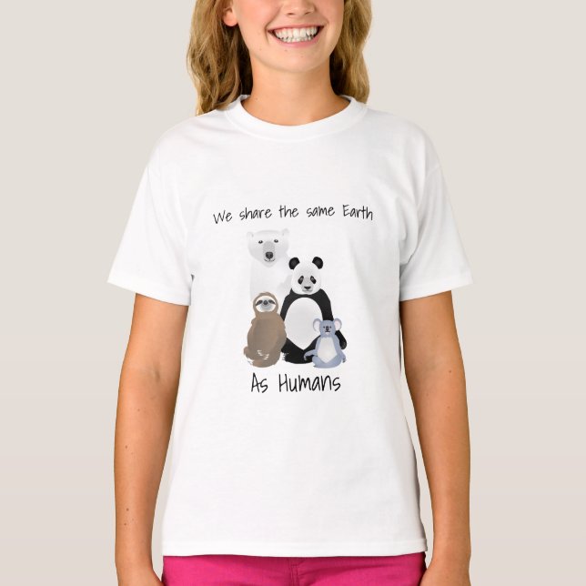 Camiseta Urso Polar Mudado Climático, Lama, Panda, Koala (Frente)