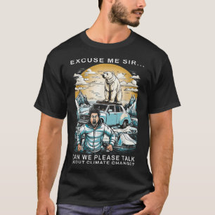 Camiseta Urso Polar Mudanças Climáticas Engraçado Proteção