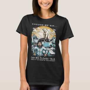 Camiseta Urso Polar Mudanças Climáticas Engraçado Proteção
