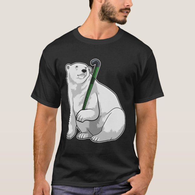 Camiseta Urso Polar no Hockey com Taco de Hóquei (Frente)