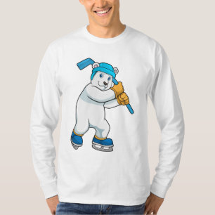 Camiseta Urso polar no hóquei no gelo com Stick