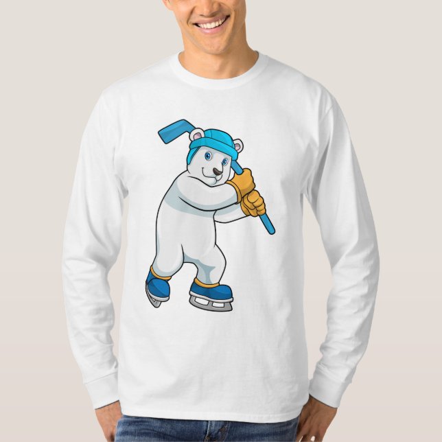Camiseta Urso polar no hóquei no gelo com Stick (Frente)