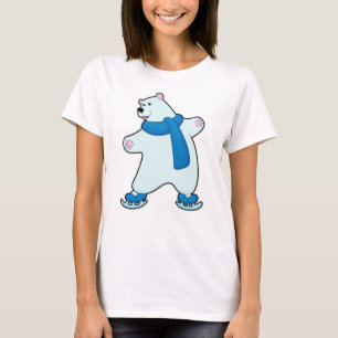 Camiseta Urso polar patinando no gelo com Scarf