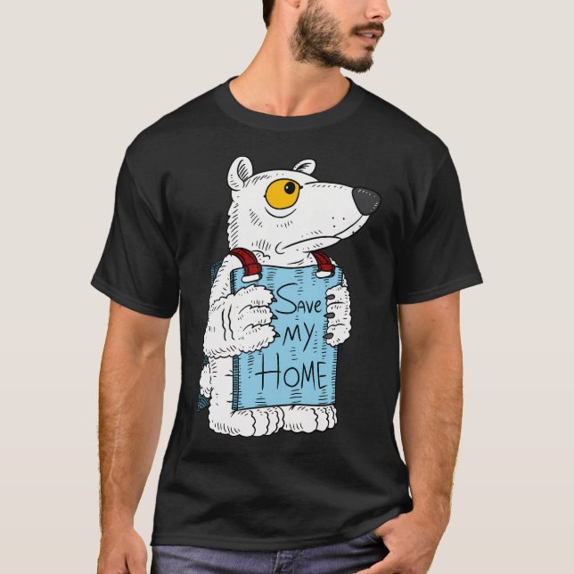 Camiseta Urso Polar Salve O Ártico. Alterações Climáticas. (Frente)