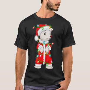Camiseta Urso Polar Sobre Papais noeis De Iluminação Xmas U