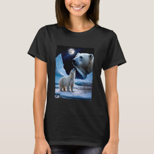 Camiseta Urso Polar Uivando ao Luar Retrato Cena de Vida Se