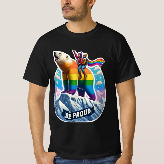 Camiseta Urso polar vibrante, tocado na montanha com rapari (Frente)