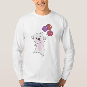 Camiseta Urso Polar Voa Com Balões Animais Curiosos Polar