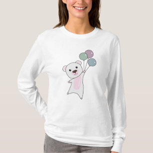 Camiseta Urso Polar Voa Com Balões Animais Curiosos Polar