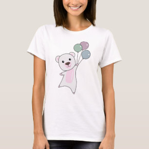 Camiseta Urso Polar Voa Com Balões Animais Curiosos Polar