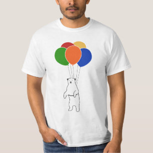 Camiseta Urso Polar Voador com Balões de Aniversário