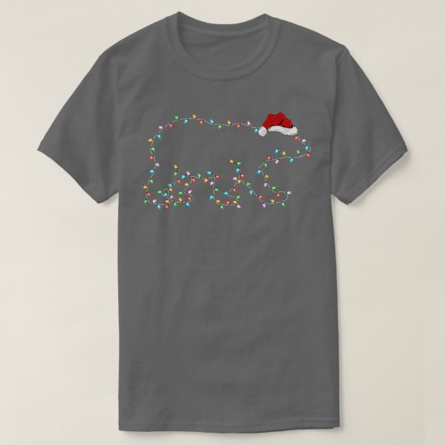 Camiseta Urso Polar Xmas iluminando Santa Hat Urso Polar Ch (Frente do Design)