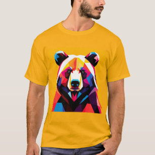 Camiseta Urso Poligonal com Estilo Abstrato