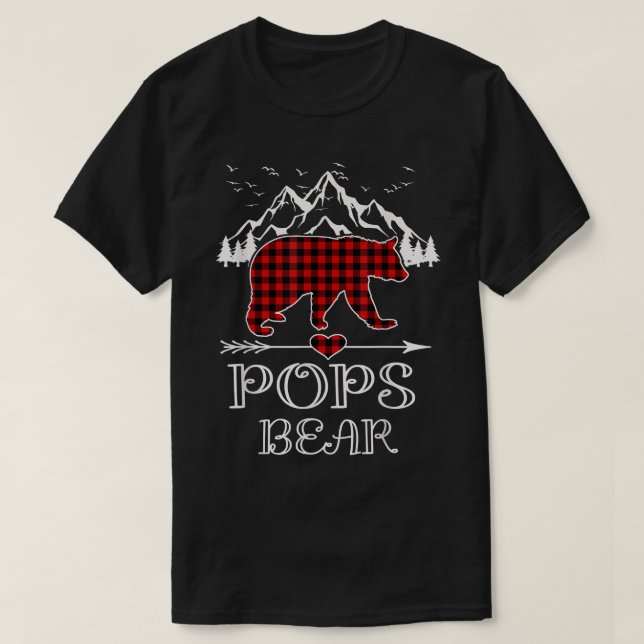 Camiseta Urso pop, Urso Xadrez Vermelho Buffalo Urso Pop Pa (Frente do Design)