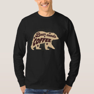 Camiseta Urso precisa de café Cafeína bebedeira