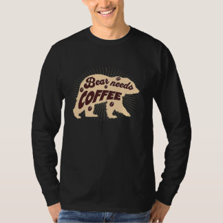 Camiseta Urso precisa de café Cafeína bebedeira