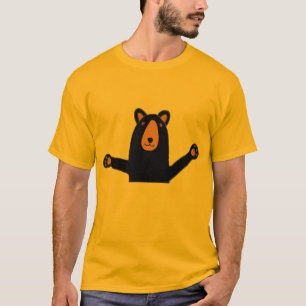 Camiseta Urso preto bonito engraçado pronto para abraçar