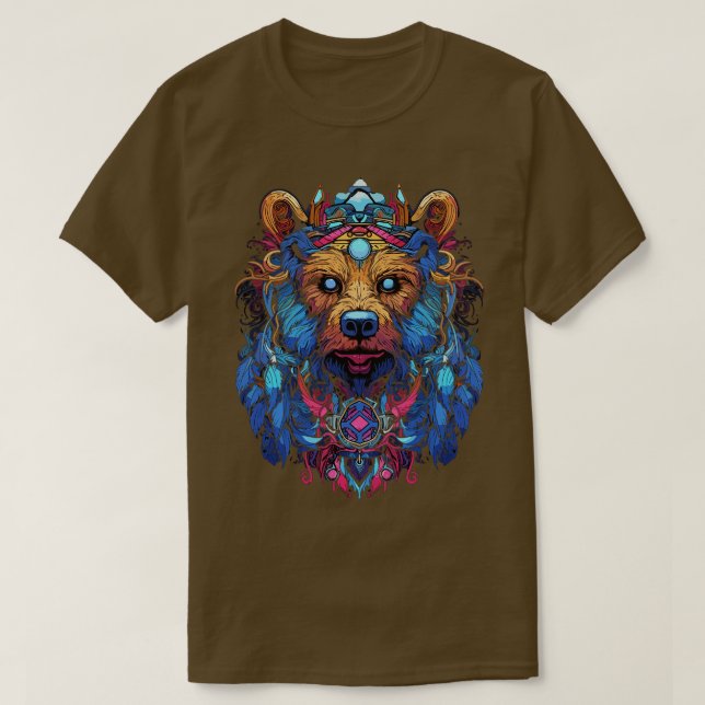 Camiseta Urso Psicodélico de Arte DMT (Frente do Design)