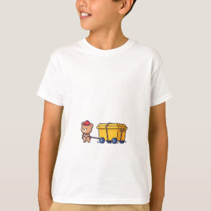 Camiseta Urso Puxando Carrinho Amarelo Crianças