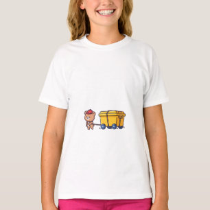 Camiseta Urso Puxando Carrinho Amarelo Crianças