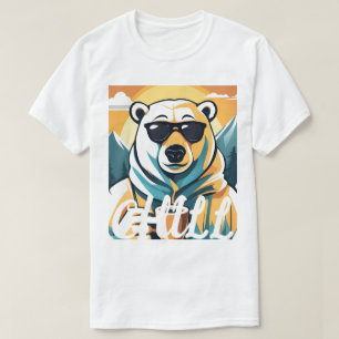 Camiseta Urso relax Urso Polar Legal Tomando Café Tendência