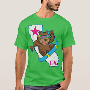 Camiseta Urso Republicano da Califórnia Snowboarder Snowboa