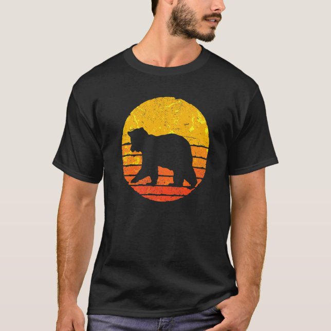 Camiseta Urso-Retro Animal Grizzly da Floresta (Frente)