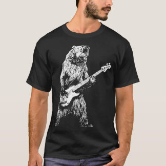 Camiseta Urso Retrorista Jogando Urso-De-Violão Guitarista