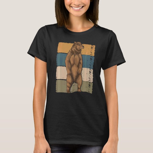 Camiseta Urso Selvagem Animal do Retro Brown (Frente)