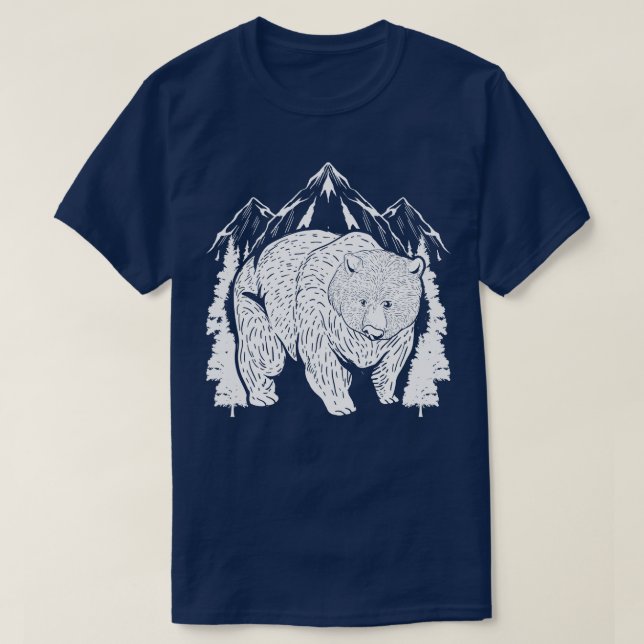 Camiseta Urso Selvagem de Montanha Animal (Frente do Design)